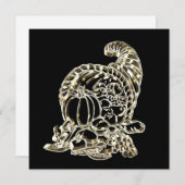 ハッピーサンクスギビングエレガントゴールデンコルヌコピア シーズンカード (正面/裏面)