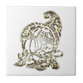 ハッピーサンクスギビングエレガントゴールデンコルヌコピア タイル (正面)