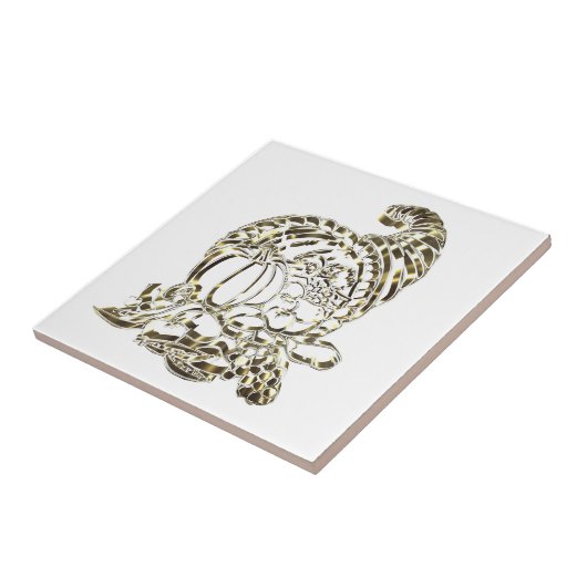 ハッピーサンクスギビングエレガントゴールデンコルヌコピア タイル (側面)