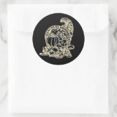 ハッピーサンクスギビングエレガントゴールデンコルヌコピア ラウンドシール (バッグ)