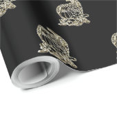 ハッピーサンクスギビングエレガントブラック金ゴールドコルヌコピア ラッピングペーパー (ロールコーナー)
