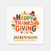 ハッピーサンクスギビングオフィスパーティー スタンダードカクテルナプキン (正面)