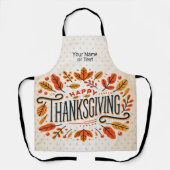ハッピーサンクスギビングオレンジイエロー紅葉 エプロン (正面)