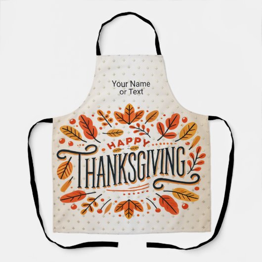 ハッピーサンクスギビングオレンジイエロー紅葉 エプロン (正面)