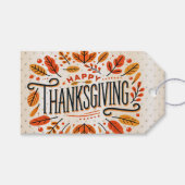 ハッピーサンクスギビングオレンジイエロー紅葉 ギフトタグ (正面(横))