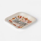ハッピーサンクスギビングオレンジイエロー紅葉 ペーパープレート (傾斜あり)
