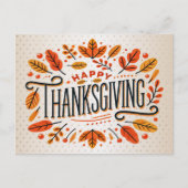 ハッピーサンクスギビングオレンジイエロー紅葉 ポストカード (正面)