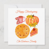 ハッピーサンクスギビングオレンジカボチャ紅葉 シーズンカード (正面)