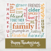 ハッピーサンクスギビングオレンジティール（緑がかった色）モダンタイポグラフィ ワインラベル (シングルラベル)