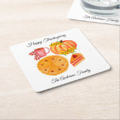 ハッピーサンクスギビングオレンジパンプキンスパイスラテ スクエアペーパーコースター (アングル)
