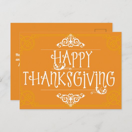 ハッピーサンクスギビングオレンジ色のハピネス ポストカード (正面/裏面)
