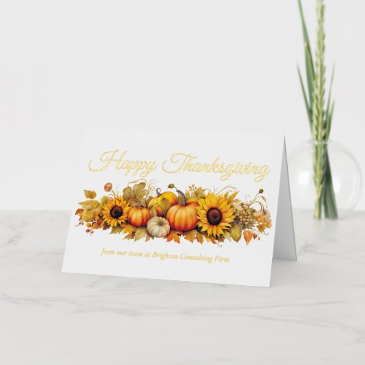 ハッピーサンクスギビングカスタムカボチャ会社金ゴールド 箔シーズンカード (正面)