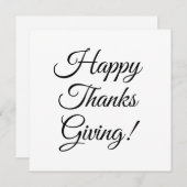 ハッピーサンクスギビングカスタムブラックスクリプエレガントト シーズンカード (正面/裏面)