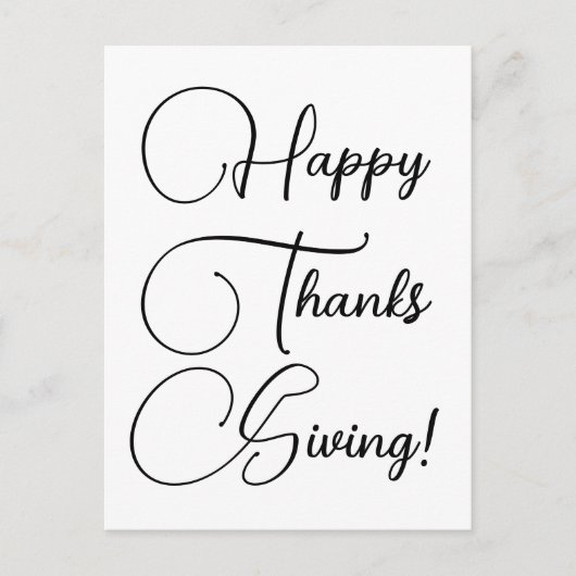 ハッピーサンクスギビングカスタムブラックスクリプエレガントト ポストカード (正面)