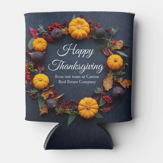 ハッピーサンクスギビングカボチャリースカスタムビジネス 缶クーラー (正面)