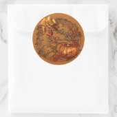 ハッピーサンクスギビングカボチャリースシール ラウンドシール (バッグ)