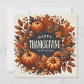 ハッピーサンクスギビングカボチャ紅葉リース シーズンカード (正面)