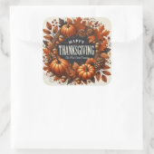 ハッピーサンクスギビングカボチャ紅葉リース スクエアシール (バッグ)