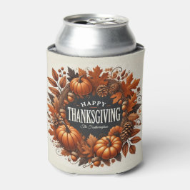 ハッピーサンクスギビングカボチャ紅葉リース 缶クーラー