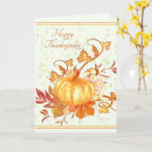 ハッピーサンクスギビングカボチャ葉ンアート カード (黄色い花)