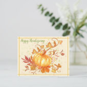 ハッピーサンクスギビングカボチャ葉ンアート シーズンポストカード (スタンド正面)