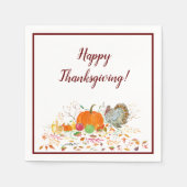 ハッピーサンクスギビングカボチャ&トルコ スタンダードカクテルナプキン (正面)