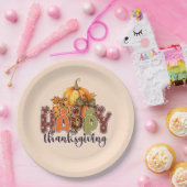 ハッピーサンクスギビングカボチャ ペーパープレート (パーティー)