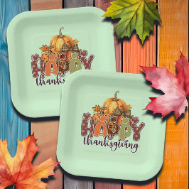 ハッピーサンクスギビングカボチャ ペーパープレート
