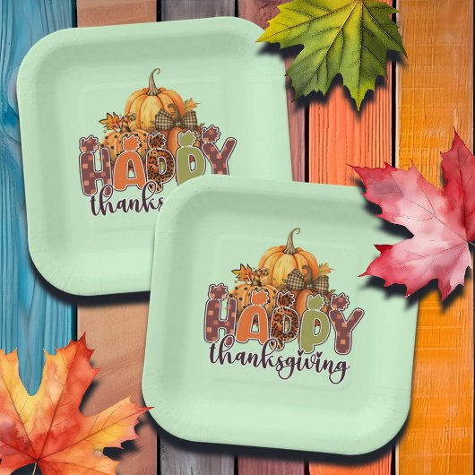 ハッピーサンクスギビングカボチャ ペーパープレート