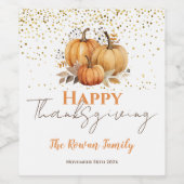 ハッピーサンクスギビングカボチャ ワインラベル (シングルラベル)