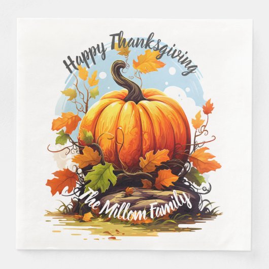 ハッピーサンクスギビングカラフルカボチャ編集可能 (正面)