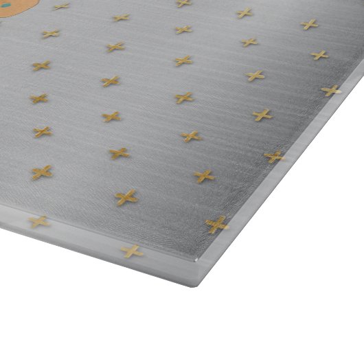 ハッピーサンクスギビングカラフルターキーゴールデンスターズ カッティングボード (角)