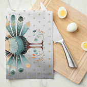 ハッピーサンクスギビングカラフルターキーゴールデンスターズ キッチンタオル (四つ折り)