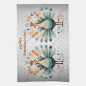 ハッピーサンクスギビングカラフルターキーゴールデンスターズ キッチンタオル (縦)