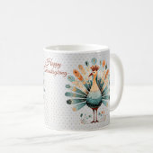 ハッピーサンクスギビングカラフルターキーゴールデンスターズ コーヒーマグカップ (正面右)