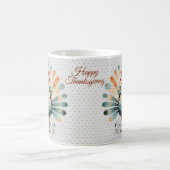 ハッピーサンクスギビングカラフルターキーゴールデンスターズ コーヒーマグカップ (中央)