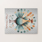 ハッピーサンクスギビングカラフルターキーゴールデンスターズ ジグソーパズル (横)