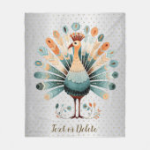 ハッピーサンクスギビングカラフルターキーゴールデンスターズ フリースブランケット (正面)