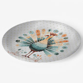 ハッピーサンクスギビングカラフルターキーゴールデンスターズ ペーパープレート (アングル)