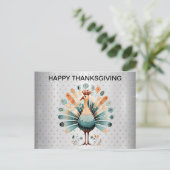 ハッピーサンクスギビングカラフルターキーゴールデンスターズ ポストカード (スタンド正面)