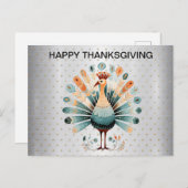 ハッピーサンクスギビングカラフルターキーゴールデンスターズ ポストカード (正面/裏面)