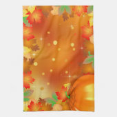 ハッピーサンクスギビングカラフル紅葉 キッチンタオル (縦)
