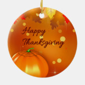 ハッピーサンクスギビングカラフル紅葉 セラミックオーナメント (裏面)