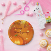 ハッピーサンクスギビングカラフル紅葉 ペーパープレート (パーティー)