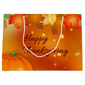ハッピーサンクスギビングカラフル紅葉 ラージペーパーバッグ (正面)