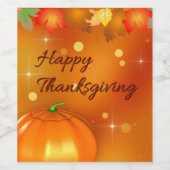 ハッピーサンクスギビングカラフル紅葉 ワインラベル (シングルラベル)