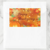 ハッピーサンクスギビングカラフル紅葉 長方形シール (バッグ)