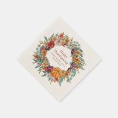 ハッピーサンクスギビングカントリー素朴カボチャリース スタンダードカクテルナプキン (角)