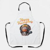 ハッピーサンクスギビングキャットターキーデイクラシック秋T-S エプロン (正面)