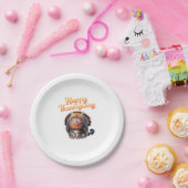 ハッピーサンクスギビングキャットターキーデイクラシック秋T-S ペーパープレート (パーティー)